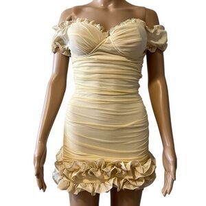 Elegant Cream Off-Shoulder Dress